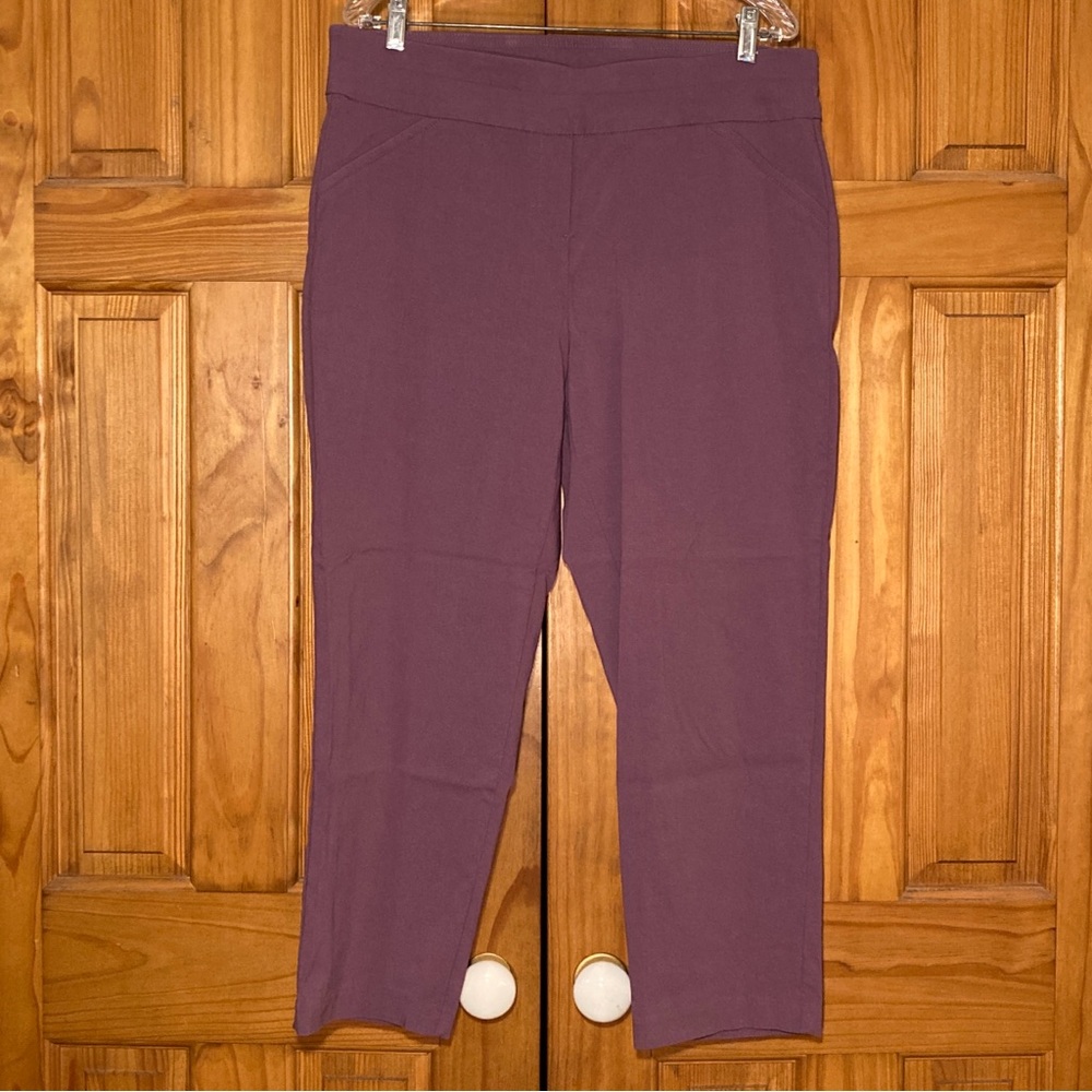 NWOT Alfred Dunner Vintage 90s Pants Flat Panel Stretch Pull On Purple Size 14P
